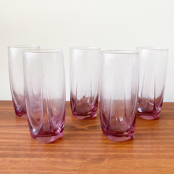 Libbey Dining Vintage Libbey Pink Drinking Glass Set Poshmark
